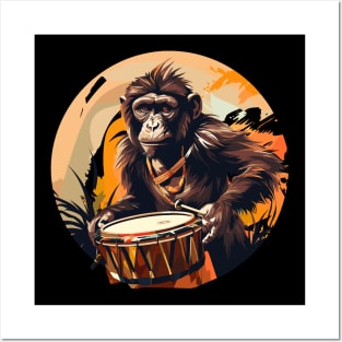 Monkey Playing Drums Posters and Art